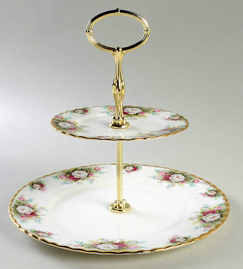 Celebration 2 Tiered Serving Tray (Dinner&Bread/Butter Plate) by Royal Albert-1