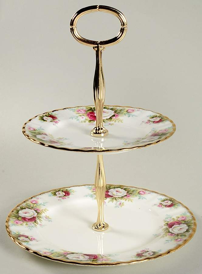 Celebration 2-Tiered Serving Tray (Salad & Bread/Butter Plate) by Royal Albert-1