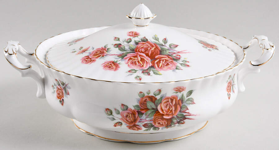 Centennial Rose Round Covered Vegetable by Royal Albert-1