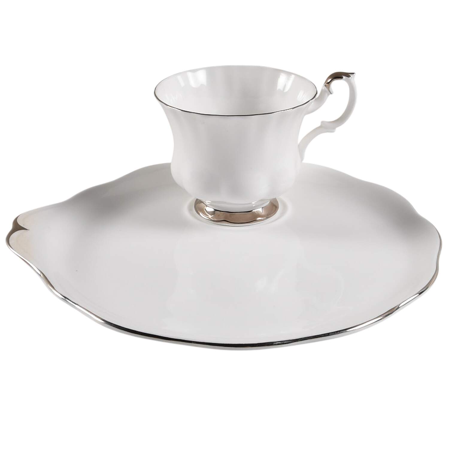 Chantilly Platinum Snack Plate & Cup Set by Royal Albert-1