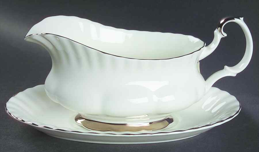 Chantilly Platinum Gravy Boat & Underplate by Royal Albert-1