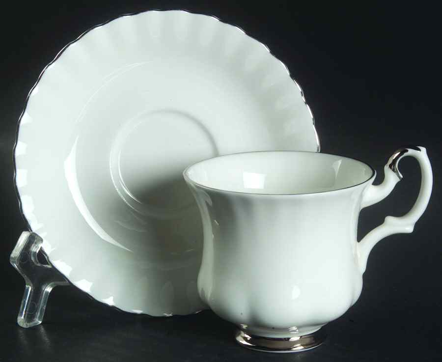 Chantilly Platinum Footed Demitasse Cup & Saucer Set by Royal Albert-1