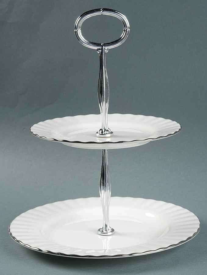 Chantilly Platinum 2-Tiered Serving Tray (Salad & Bread/Butter Plate) by Royal Albert-1