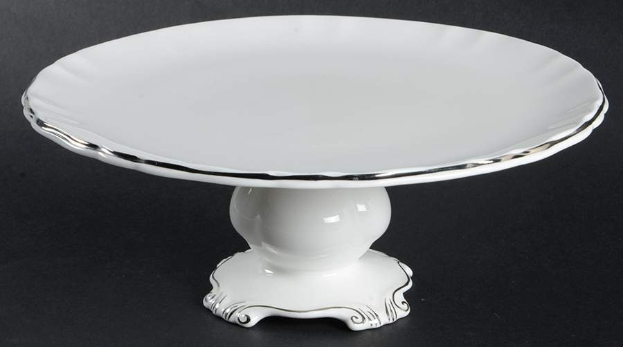 Chantilly Platinum 9" Diameter Pedestal Cake Stand by Royal Albert-1