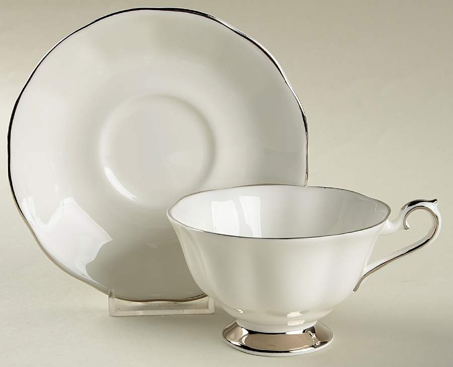 Chantilly Platinum Footed Cup & Saucer Set by Royal Albert-1