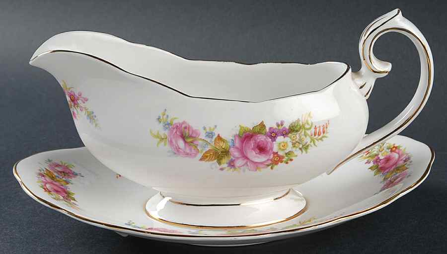Chatsworth Pink Gravy Boat & Underplate by Royal Albert-1