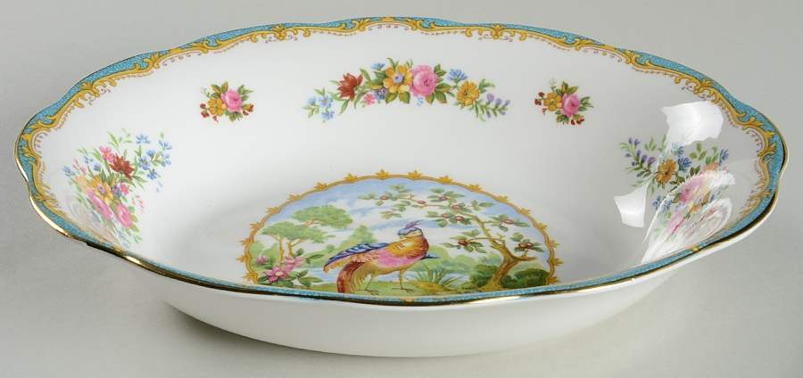 Chelsea Bird Blue 9" Oval Vegetable Bowl by Royal Albert-1