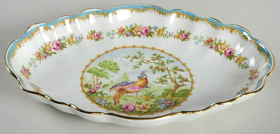 Chelsea Bird Blue Oblong Tray by Royal Albert-1