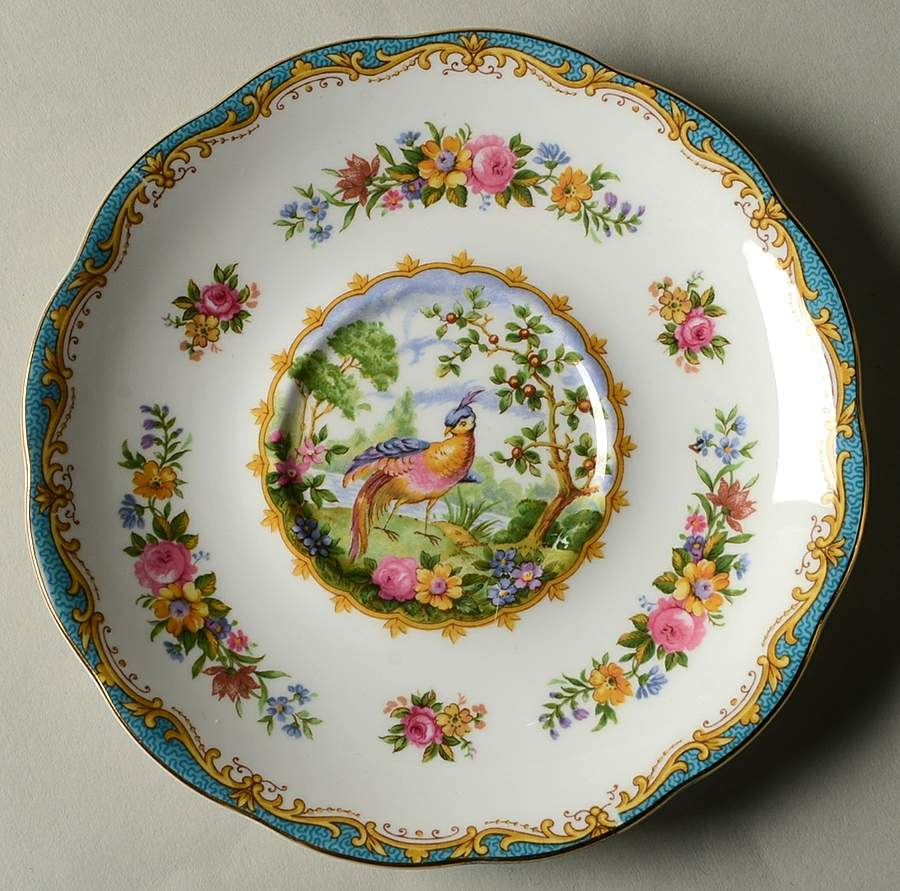 Chelsea Bird Blue Saucer for Cream Soup Bowl by Royal Albert-1