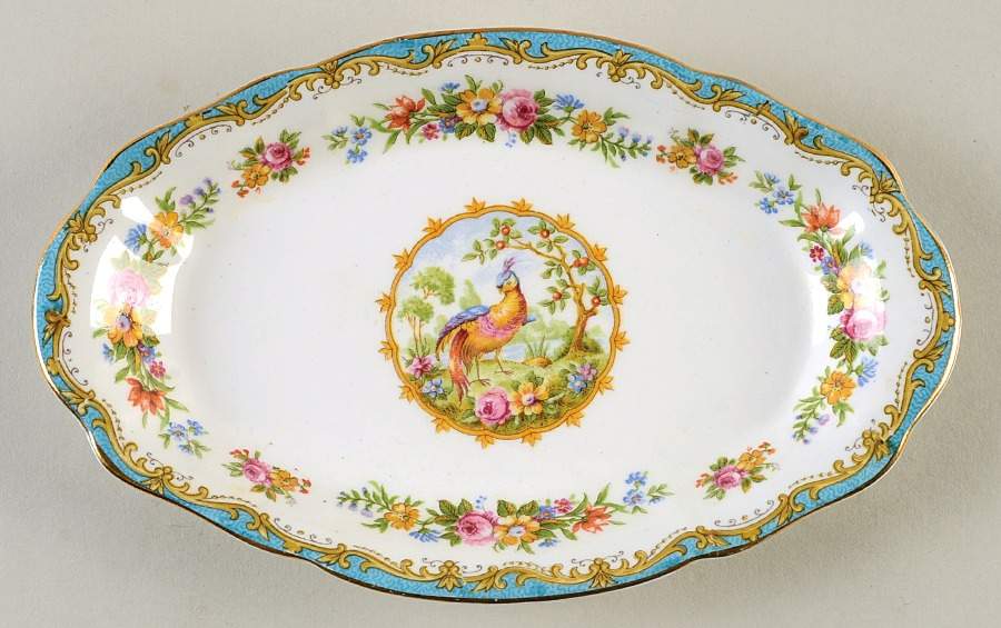 Chelsea Bird Blue Tray for Mini Creamer & Open Sugar by Royal Albert-1