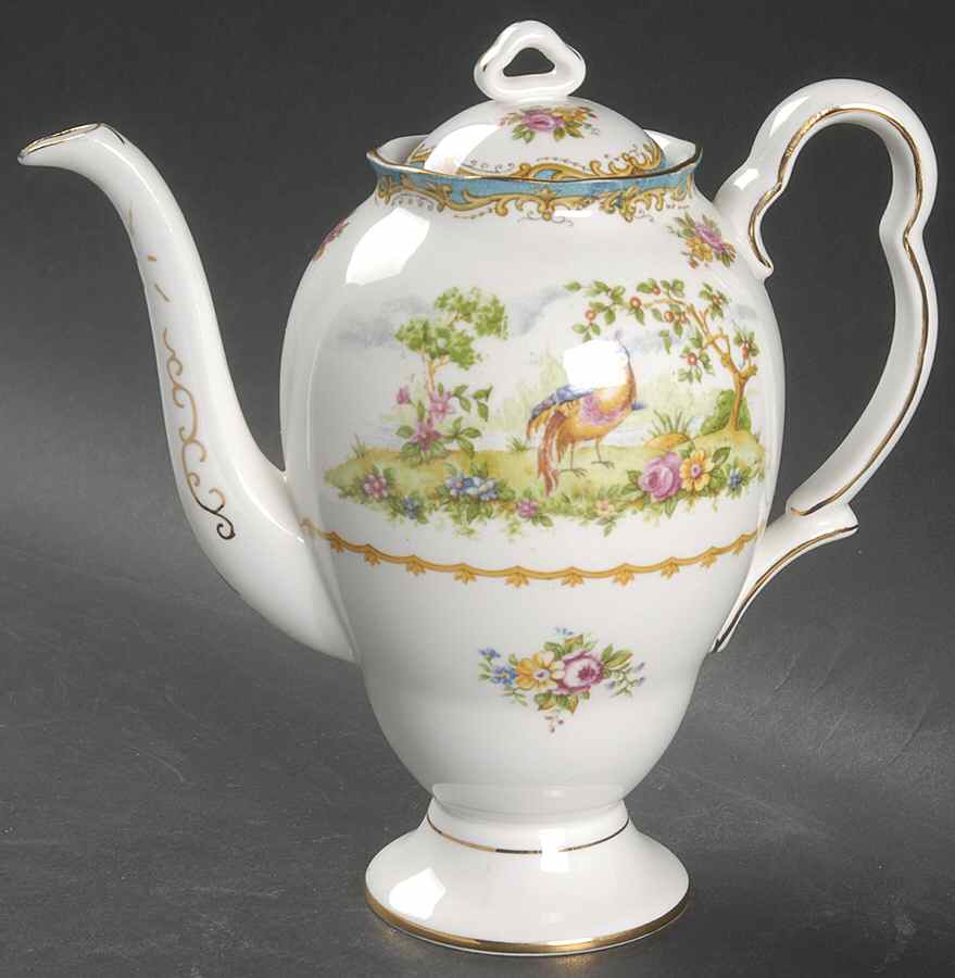 Chelsea Bird Blue Mini Coffee Pot & Lid by Royal Albert-1