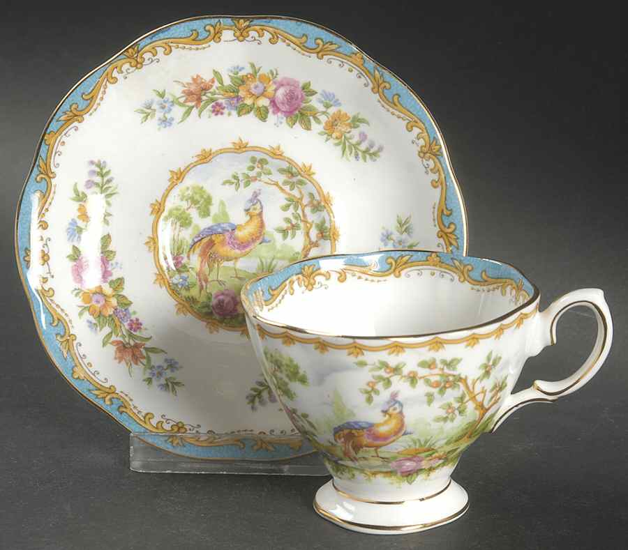Chelsea Bird Blue Footed Demitasse Cup & Saucer Set by Royal Albert-1