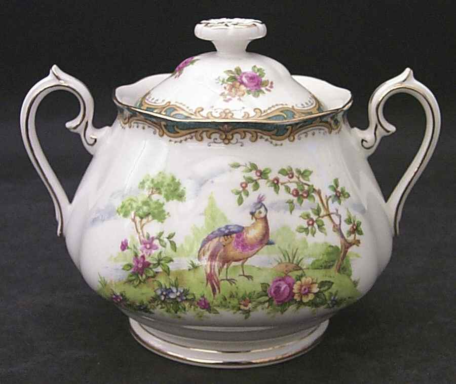 Chelsea Bird Blue Sugar Bowl & Lid by Royal Albert-1