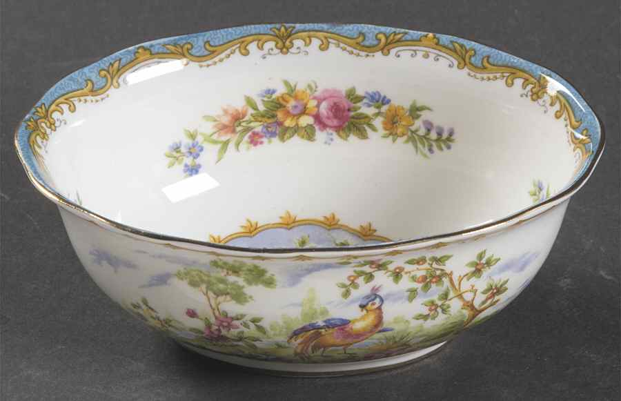 Chelsea Bird Blue Open Sugar Bowl by Royal Albert-1