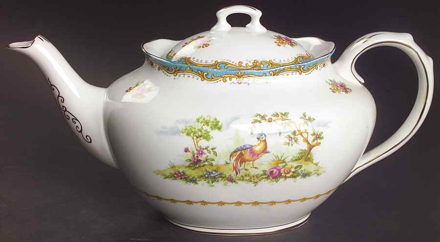 Chelsea Bird Blue Teapot & Lid by Royal Albert-1