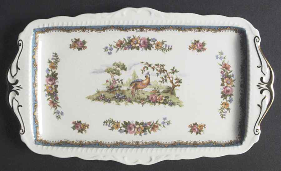 Chelsea Bird Blue Large Sandwich Tray by Royal Albert-1