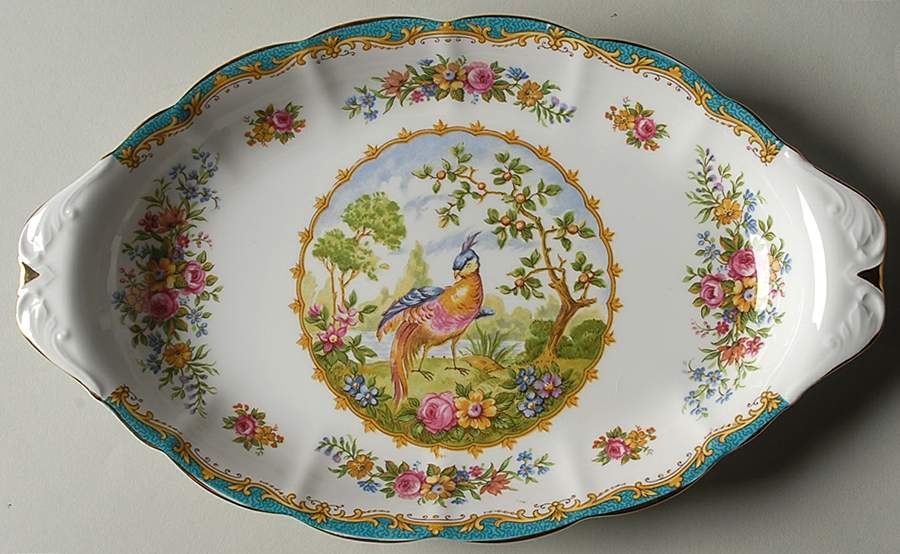 Chelsea Bird Blue Tray for Creamer & Sugar with Lid by Royal Albert-1