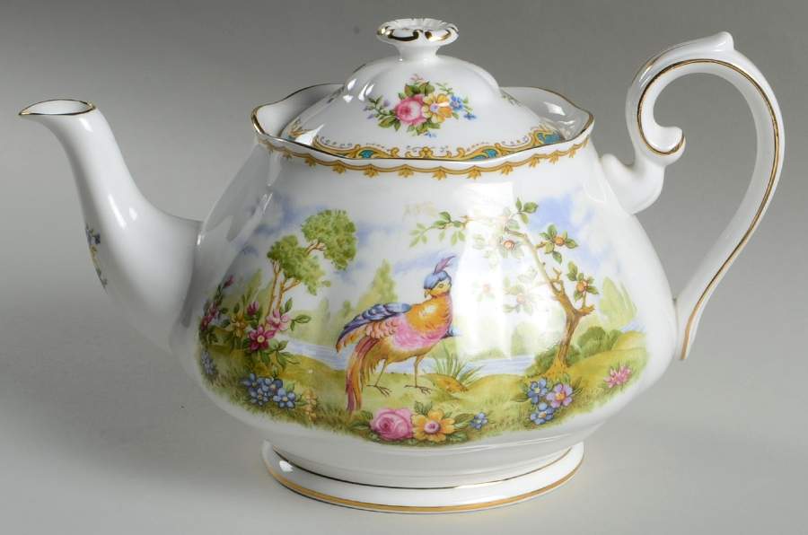 Chelsea Bird Blue Teapot & Lid by Royal Albert-1