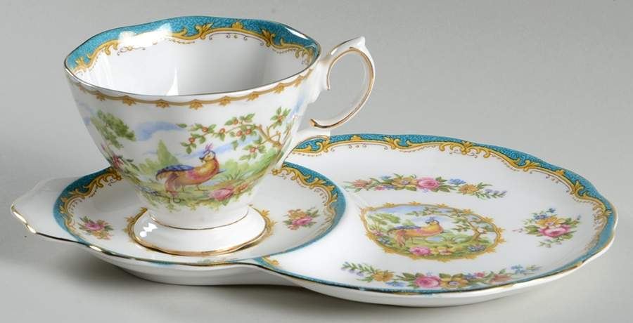 Chelsea Bird Blue Dessert Plate & Cup Set by Royal Albert-1