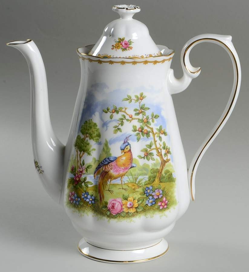 Chelsea Bird Blue Coffee Pot & Lid by Royal Albert-1