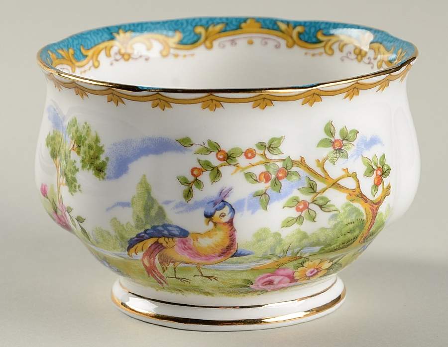 Chelsea Bird Blue Mini Open Sugar Bowl by Royal Albert-1