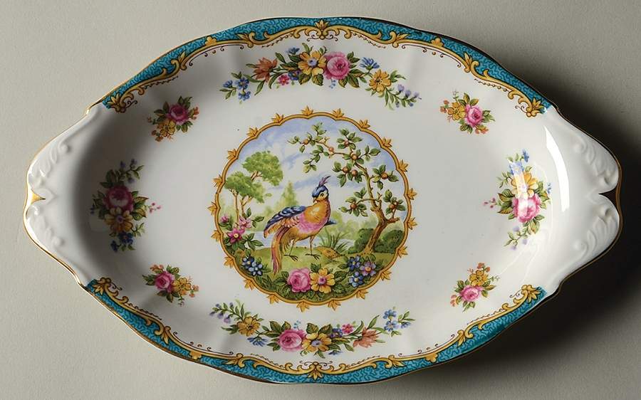 Chelsea Bird Blue Tray for Mini Creamer & Open Sugar by Royal Albert-1