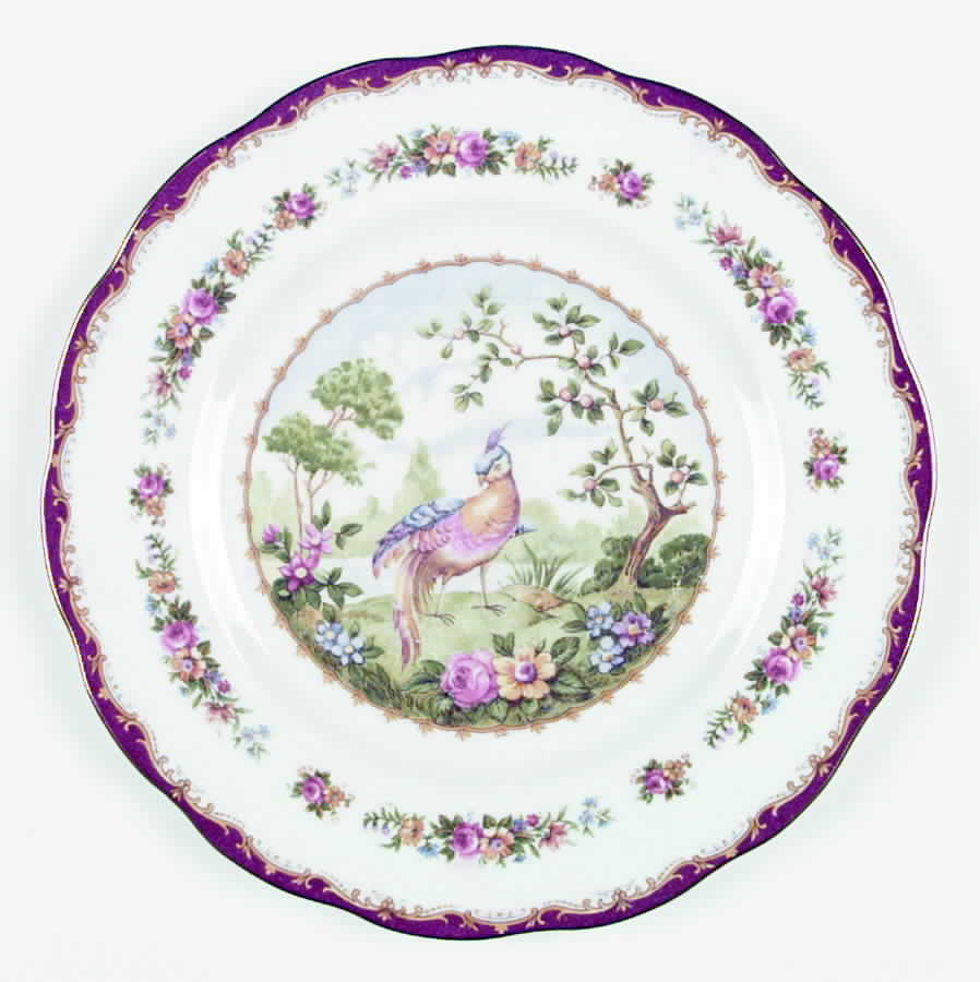 Chelsea Bird Maroon Dinner Plate by Royal Albert-1