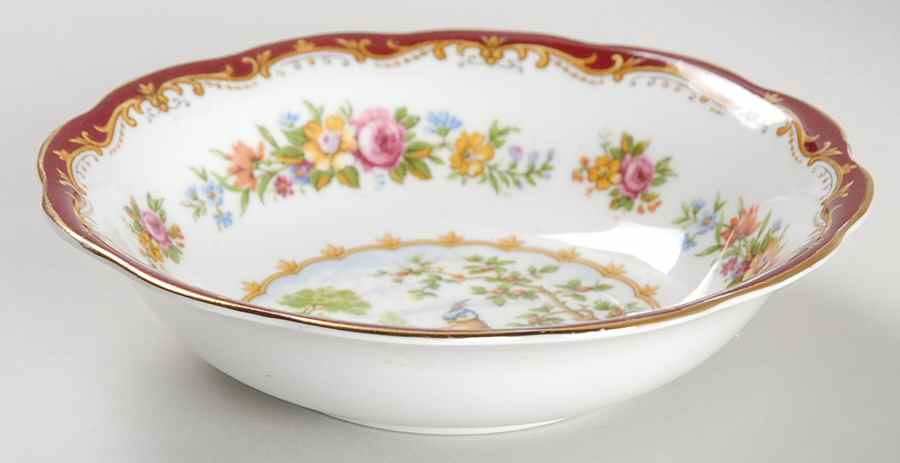 Chelsea Bird Maroon Fruit/Dessert (Sauce) Bowl by Royal Albert-1