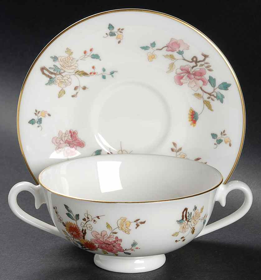 China Garden Footed Cream Soup Bowl & Saucer Set by Royal Albert-1