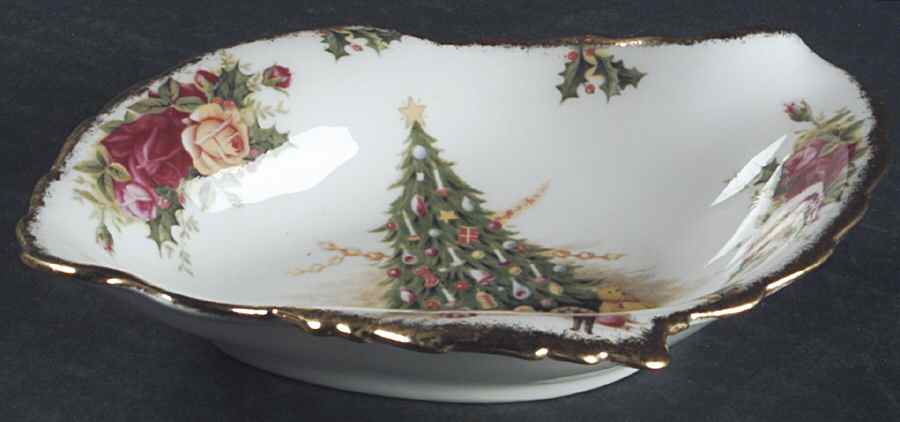 Christmas Magic Leaf Shaped Dish by Royal Albert-1