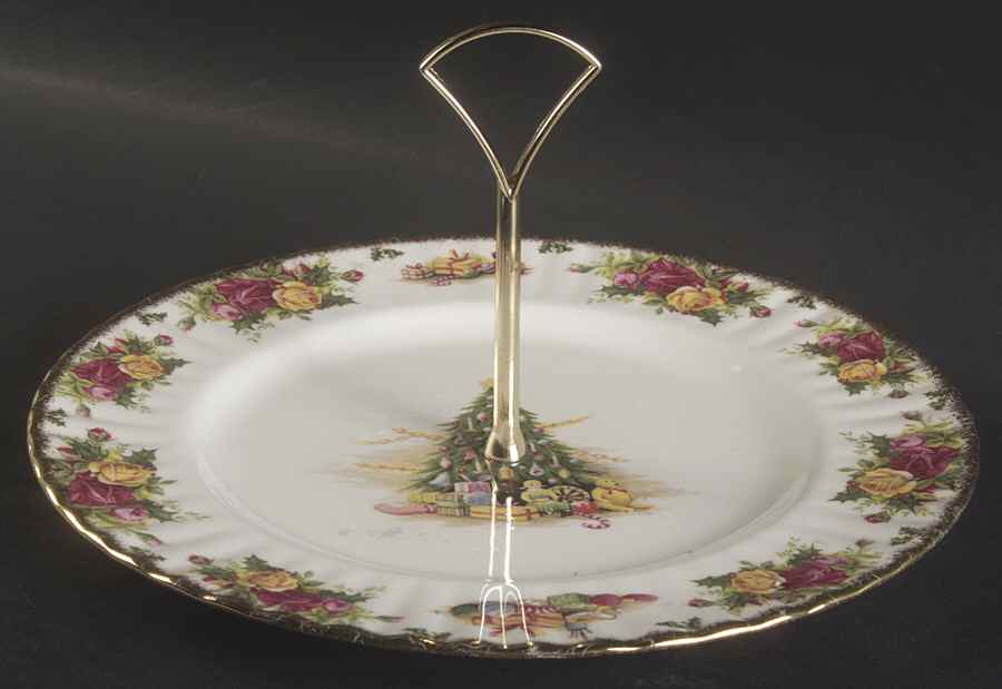 Christmas Magic Round Serving Plate with Handle (DP) by Royal Albert-1