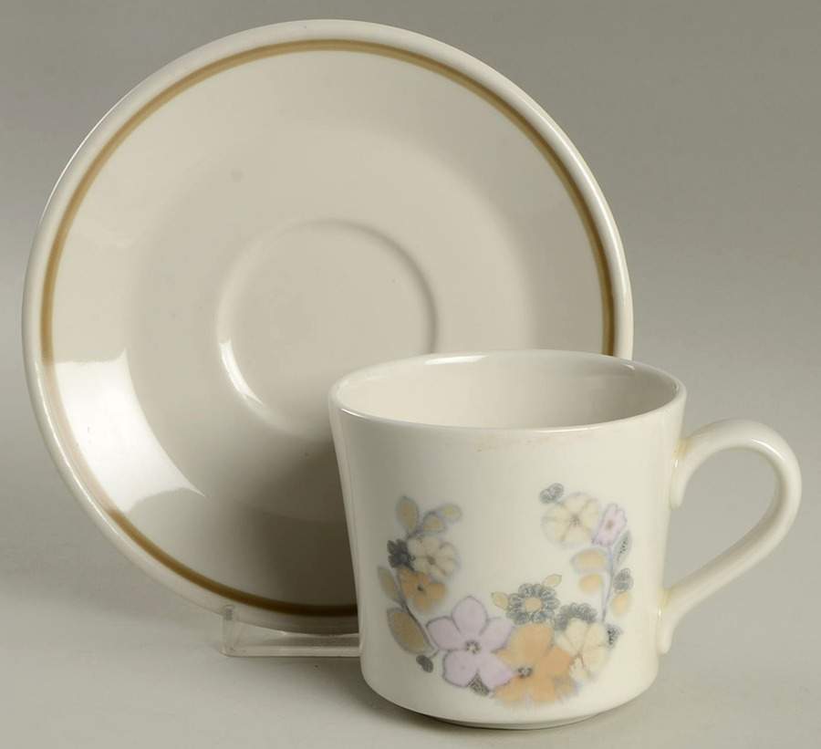 Cottage Flowers Flat Cup & Saucer Set by Royal Albert-1