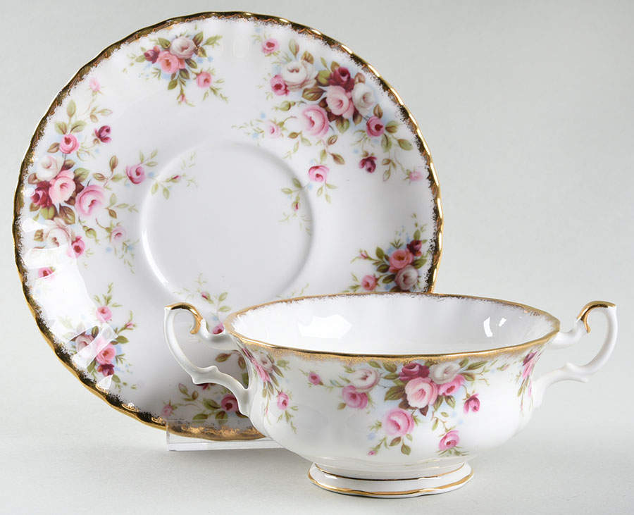 Cottage Garden Footed Cream Soup Bowl & Saucer Set by Royal Albert-1