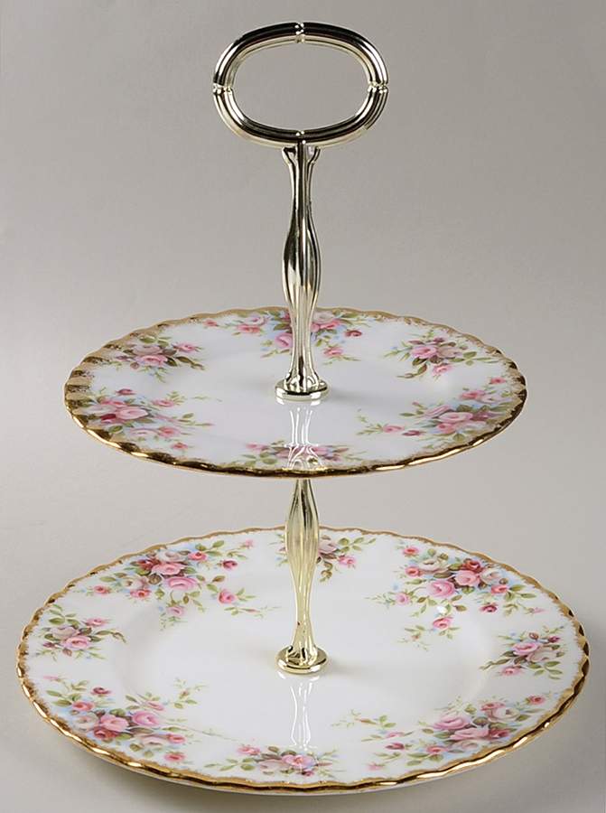 Cottage Garden 2-Tiered Serving Tray (Salad & Bread/Butter Plate) by Royal Albert-1