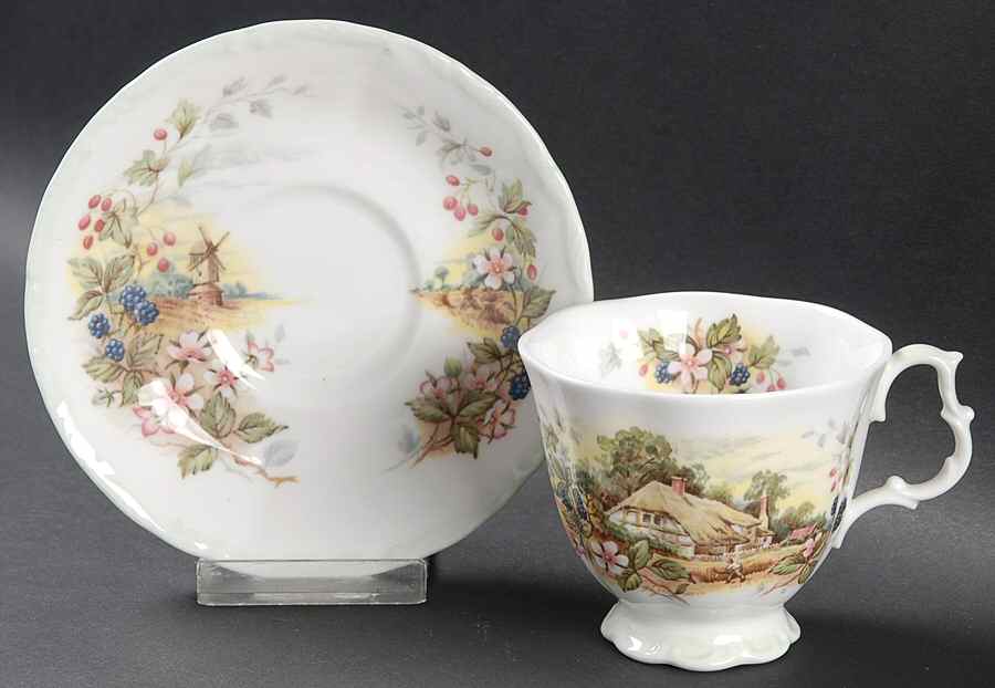 Cottage Garden Year Series Footed Cup & Saucer Set by Royal Albert-1