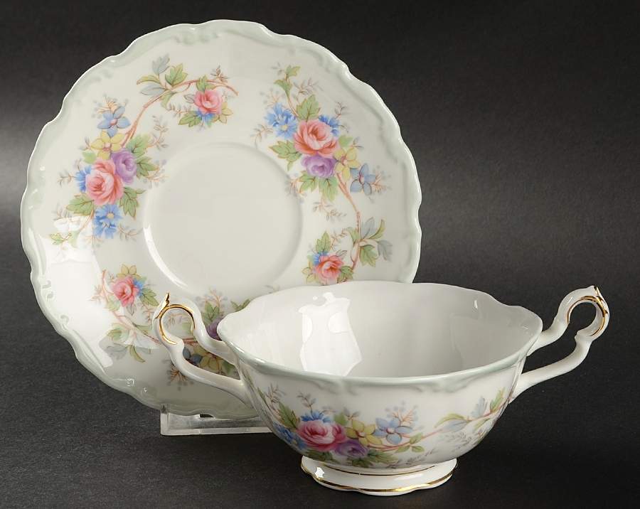 Colleen Footed Cream Soup Bowl & Saucer Set by Royal Albert-1