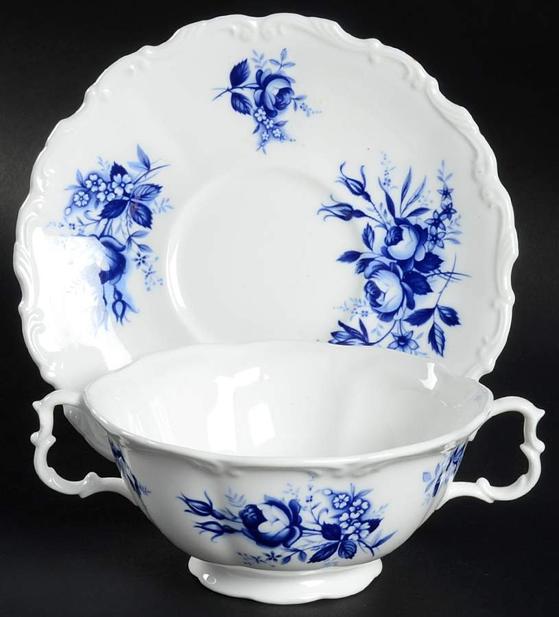 Connoisseur Footed Cream Soup Bowl & Saucer Set by Royal Albert-1