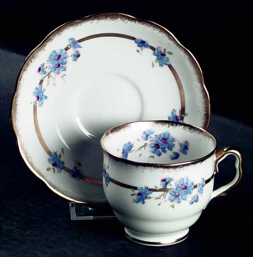 Cornflower Footed Cup & Saucer Set by Royal Albert-1