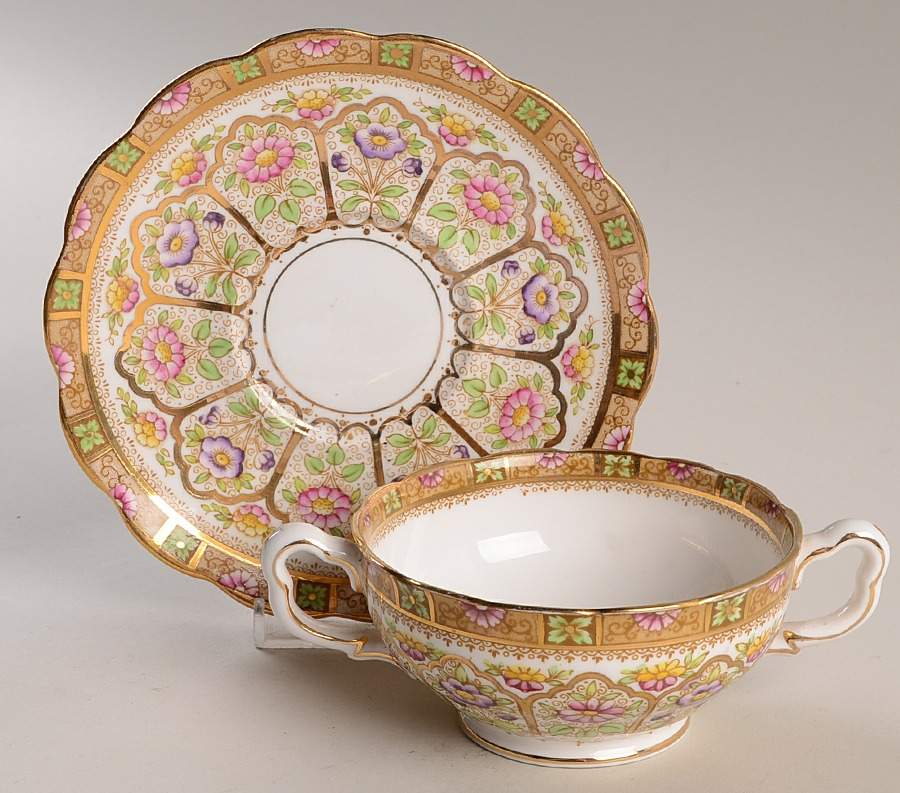 Court Footed Cream Soup Bowl & Saucer Set by Royal Albert-1