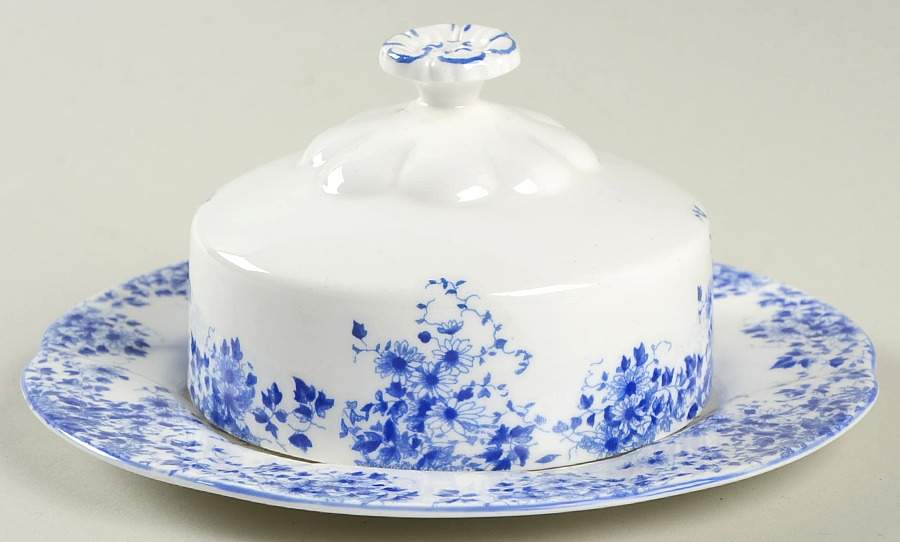 Dainty Blue Round Covered Butter by Royal Albert-1