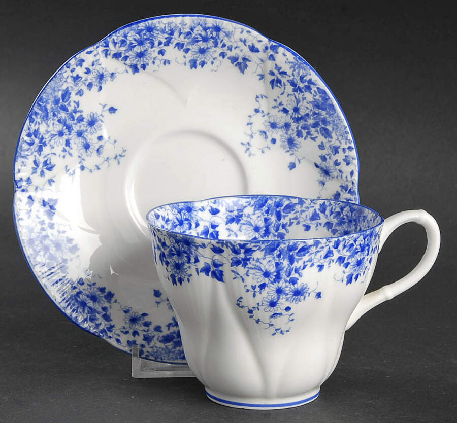 Dainty Blue Flat Cup & Saucer Set by Royal Albert-1