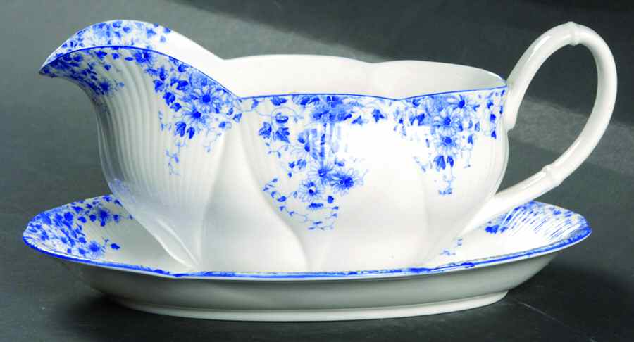 Dainty Blue Gravy Boat & Underplate by Royal Albert-1