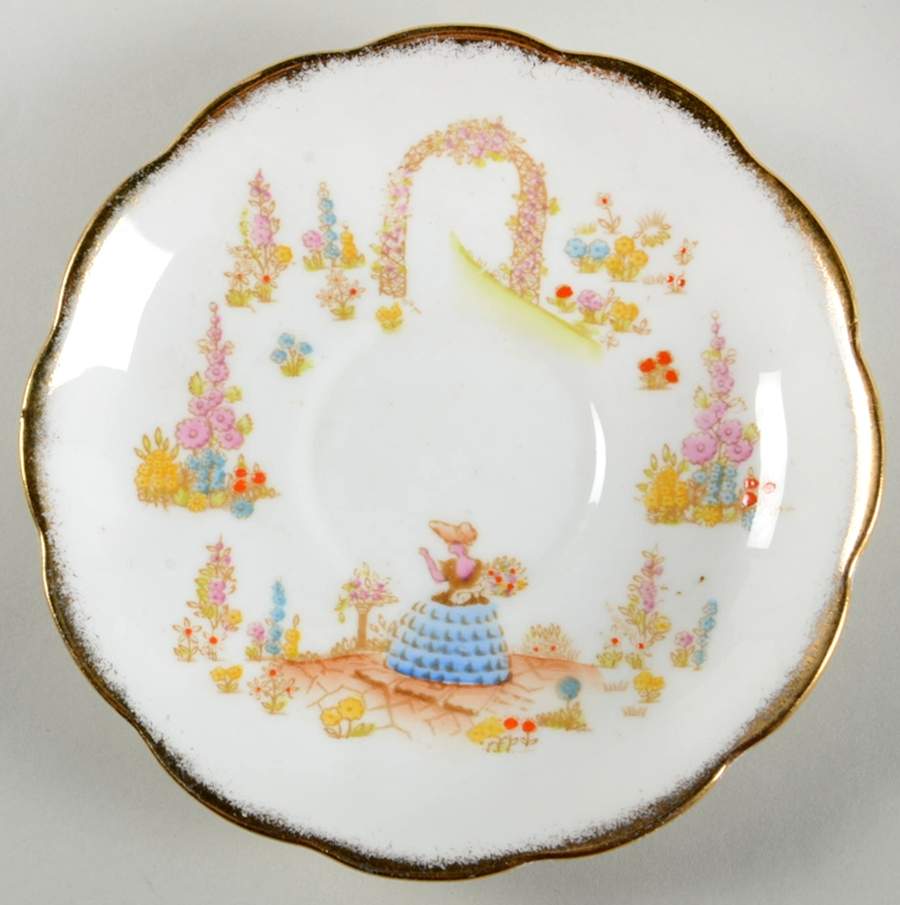 Dainty Dinah (Blue Dress, Gold Trim) Saucer by Royal Albert-1