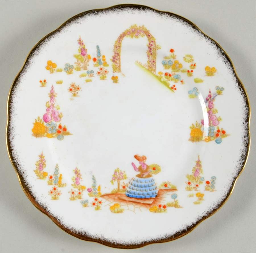 Dainty Dinah (Blue Dress, Gold Trim) Bread & Butter Plate by Royal Albert-1