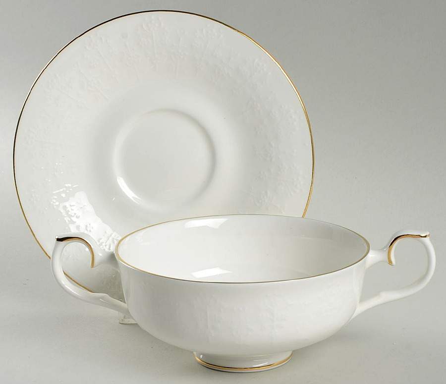 Daybreak Footed Cream Soup Bowl & Saucer Set by Royal Albert-1