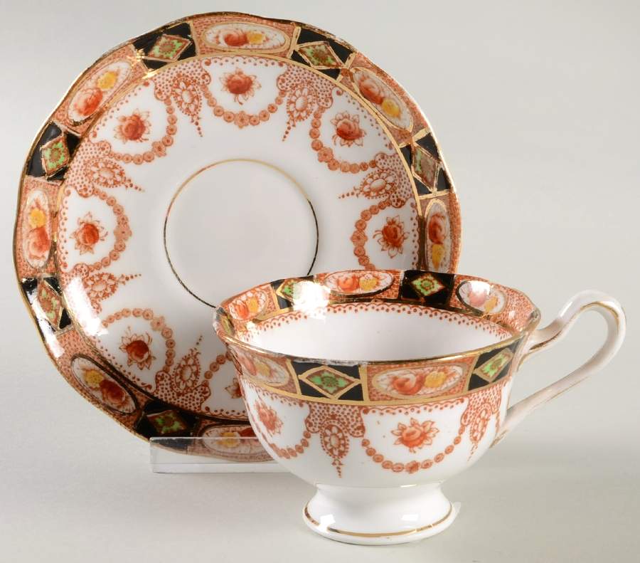 Devon Black (Scalloped) Footed Cup & Saucer Set by Royal Albert-1