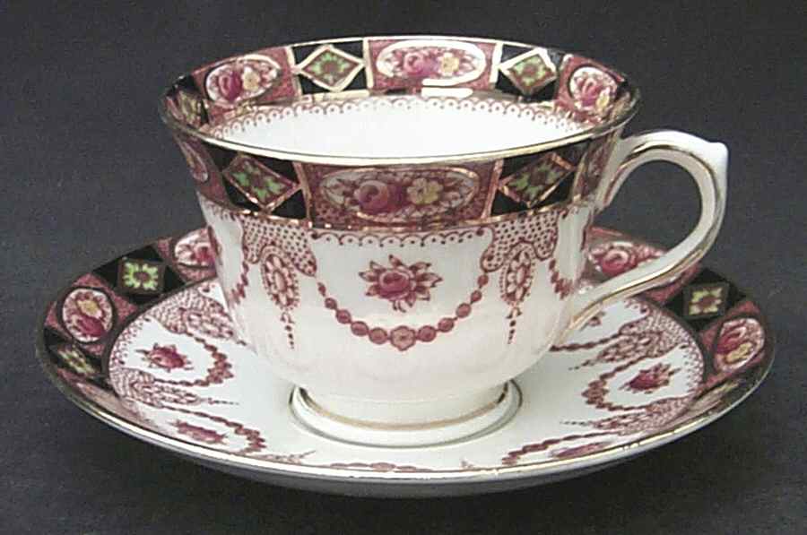 Devon Black (Scalloped) Footed Cup & Saucer Set by Royal Albert-1