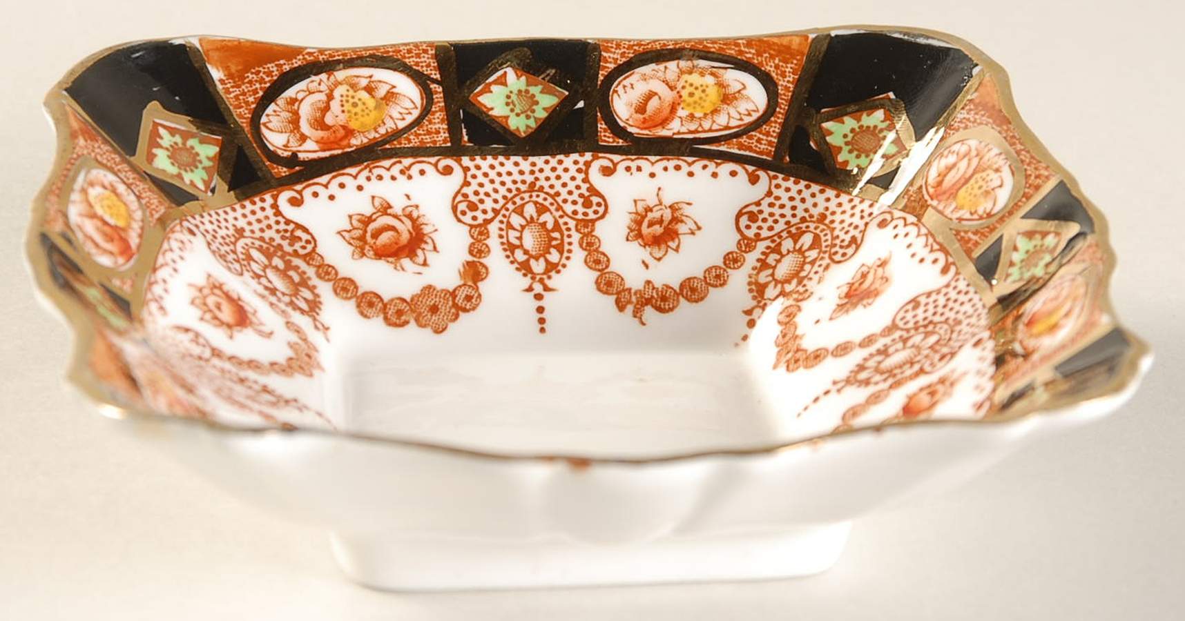 Devon Black (Scalloped) Small Square Sweet Meat Dish by Royal Albert-1