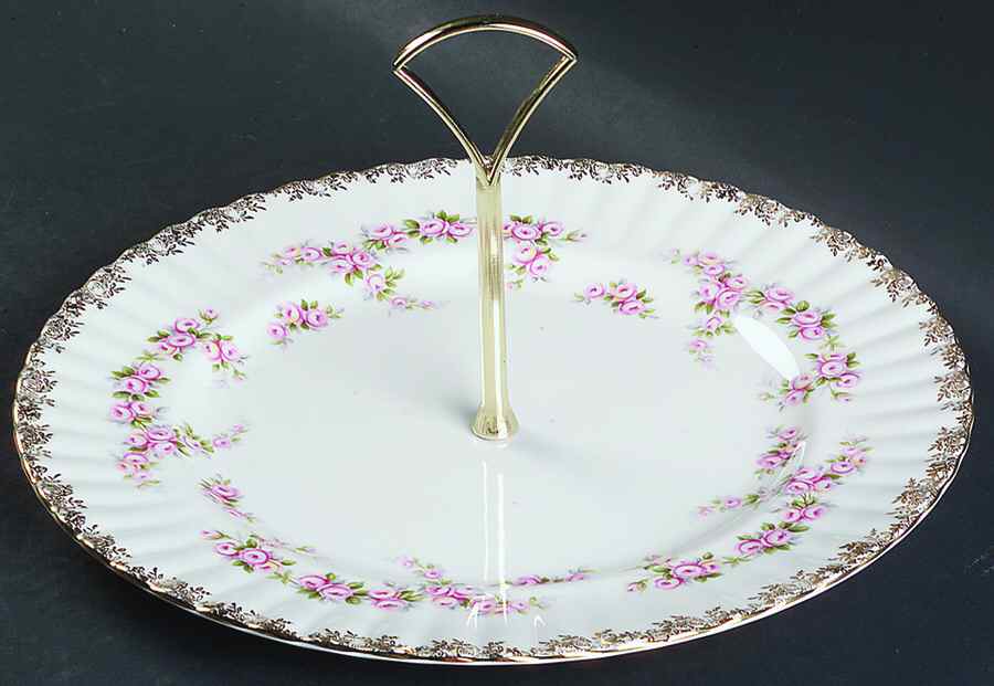 Dimity Rose Round Serving Plate with Handle (DP) by Royal Albert-1