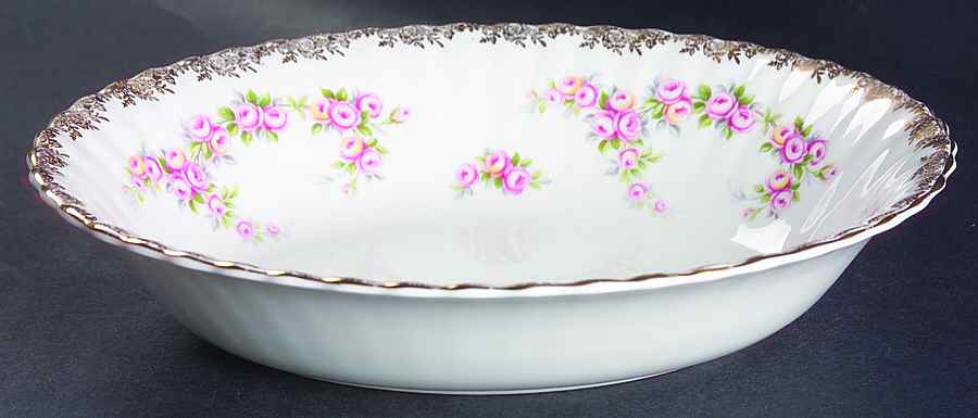 Dimity Rose 9" Oval Vegetable Bowl by Royal Albert-1